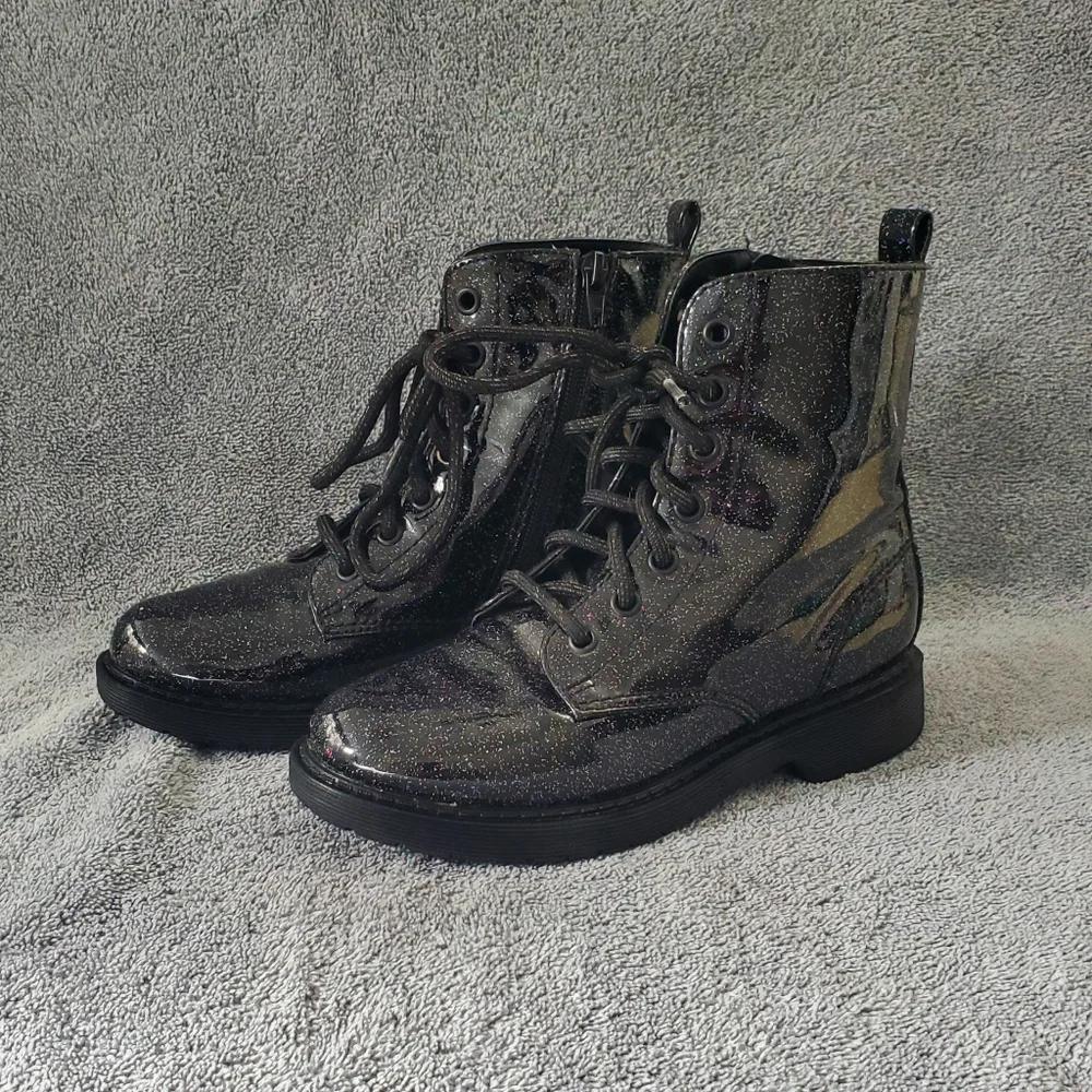 Wonder Nation Black Glitter Moto Boot